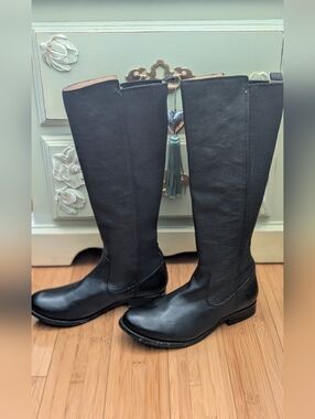 Frye Molly Gore Elastic Black Tall Riding Boots